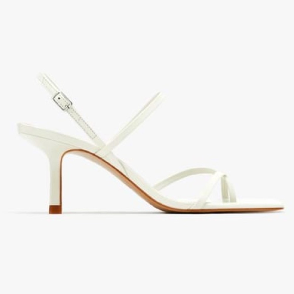 Zara strappy mid-heel leather sandals - US9
